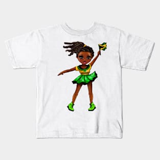 Jamaican girls women Jamaican colors Jamaica Pride anime girl Chible Jamaica flag Kids T-Shirt